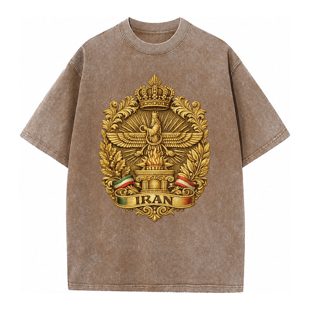 Iran Fire Temple Emblem - Vintage T-shirt – Brown