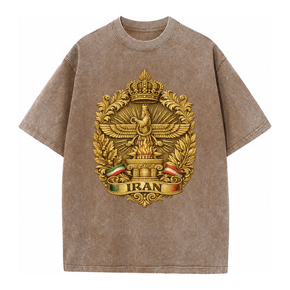Iran Fire Temple Emblem - Vintage T-shirt – Brown