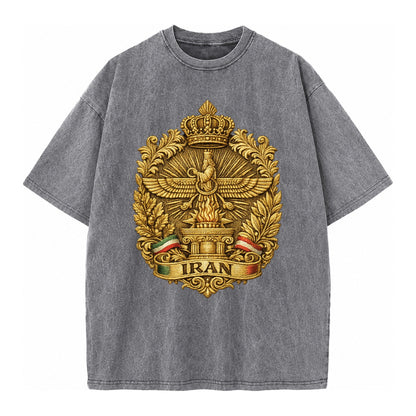 Iran Fire Temple Emblem - Vintage T-shirt – Grey
