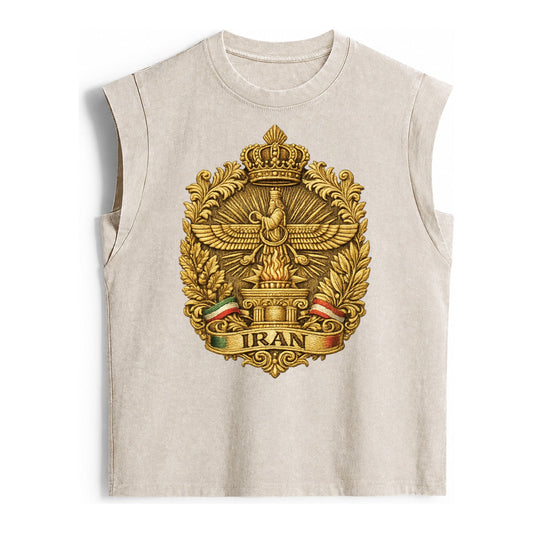Iran Fire Temple Emblem - Vintage Washed Tank – Beige