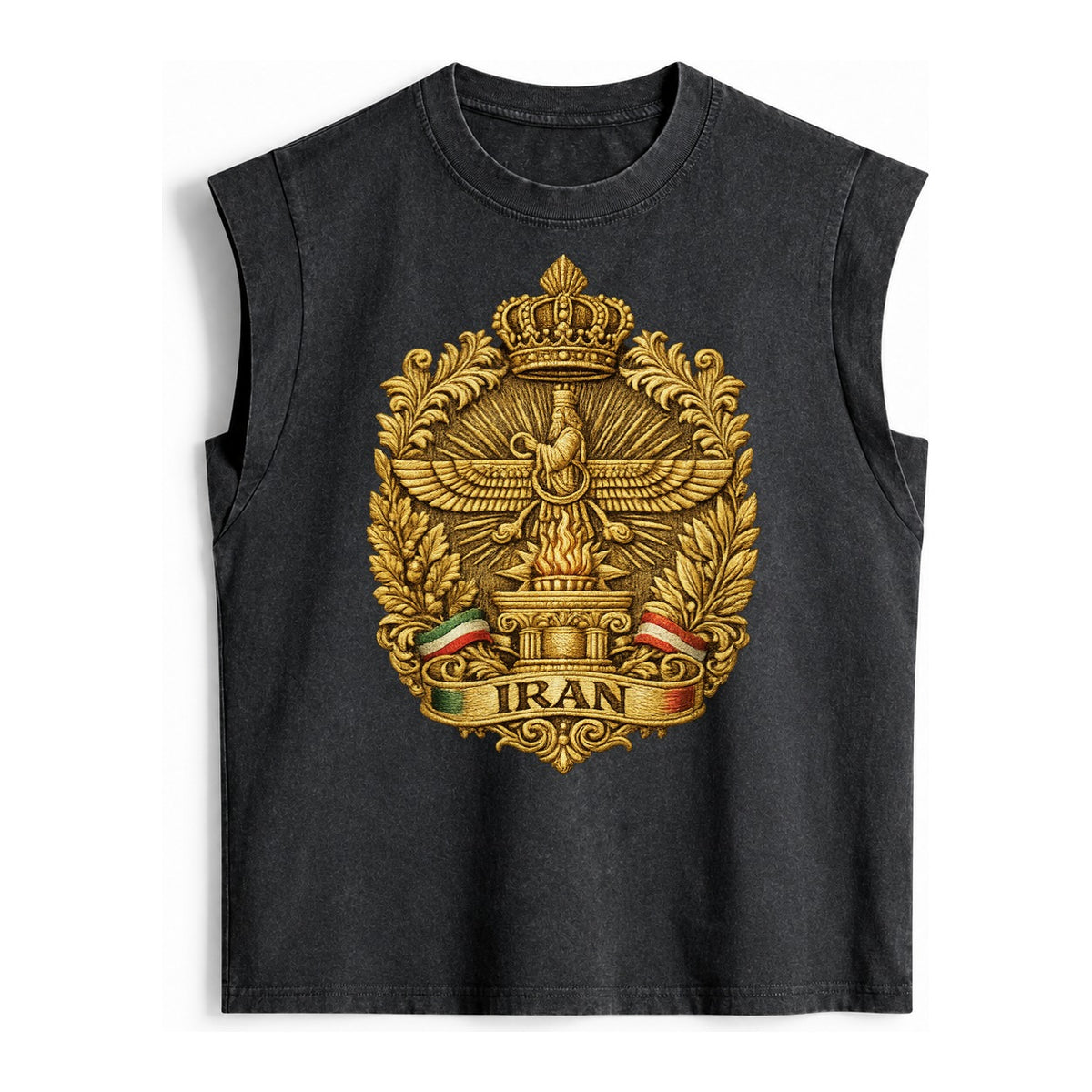 Iran Fire Temple Emblem - Vintage Washed Tank – Black