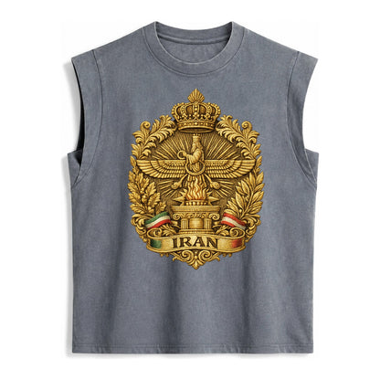 Iran Fire Temple Emblem - Vintage Washed Tank – Grey