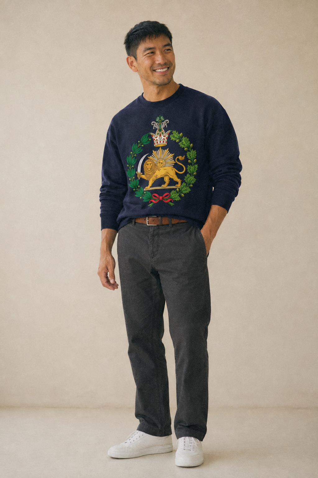 Iran Lion Fleece Sweatshirt – studio model photo