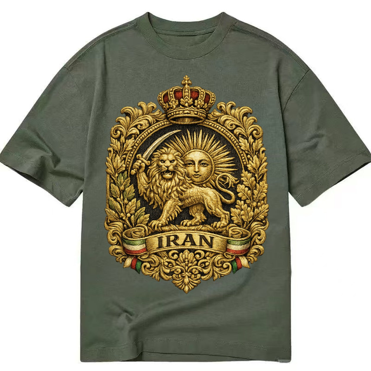 Iran Lion Sun Badge - Classic T-shirt – Army Green
