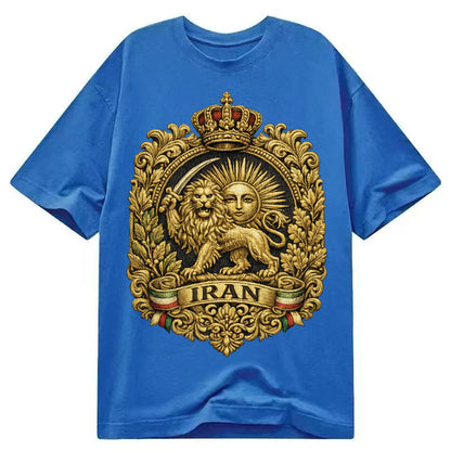 Iran Lion Sun Badge - Classic T-shirt – Blue