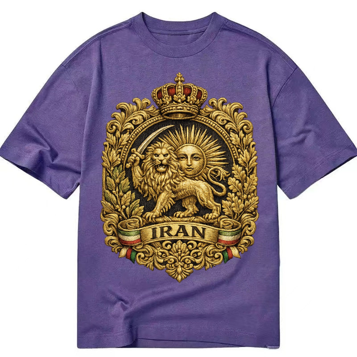 Iran Lion Sun Badge - Classic T-shirt – Purple