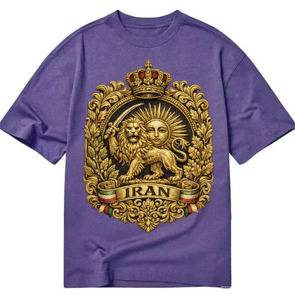 Iran Lion Sun Badge - Classic T-shirt – Purple