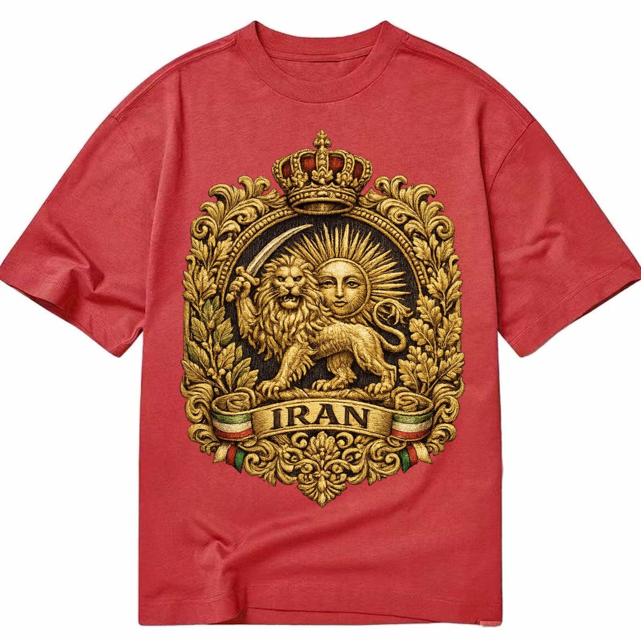 Iran Lion Sun Badge - Classic T-shirt – Red