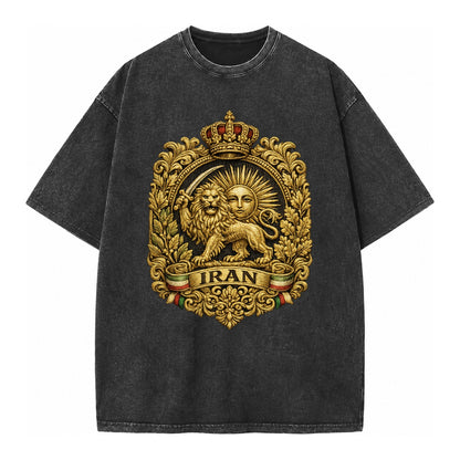 Iran Lion Sun Badge - Vintage T-shirt – Black