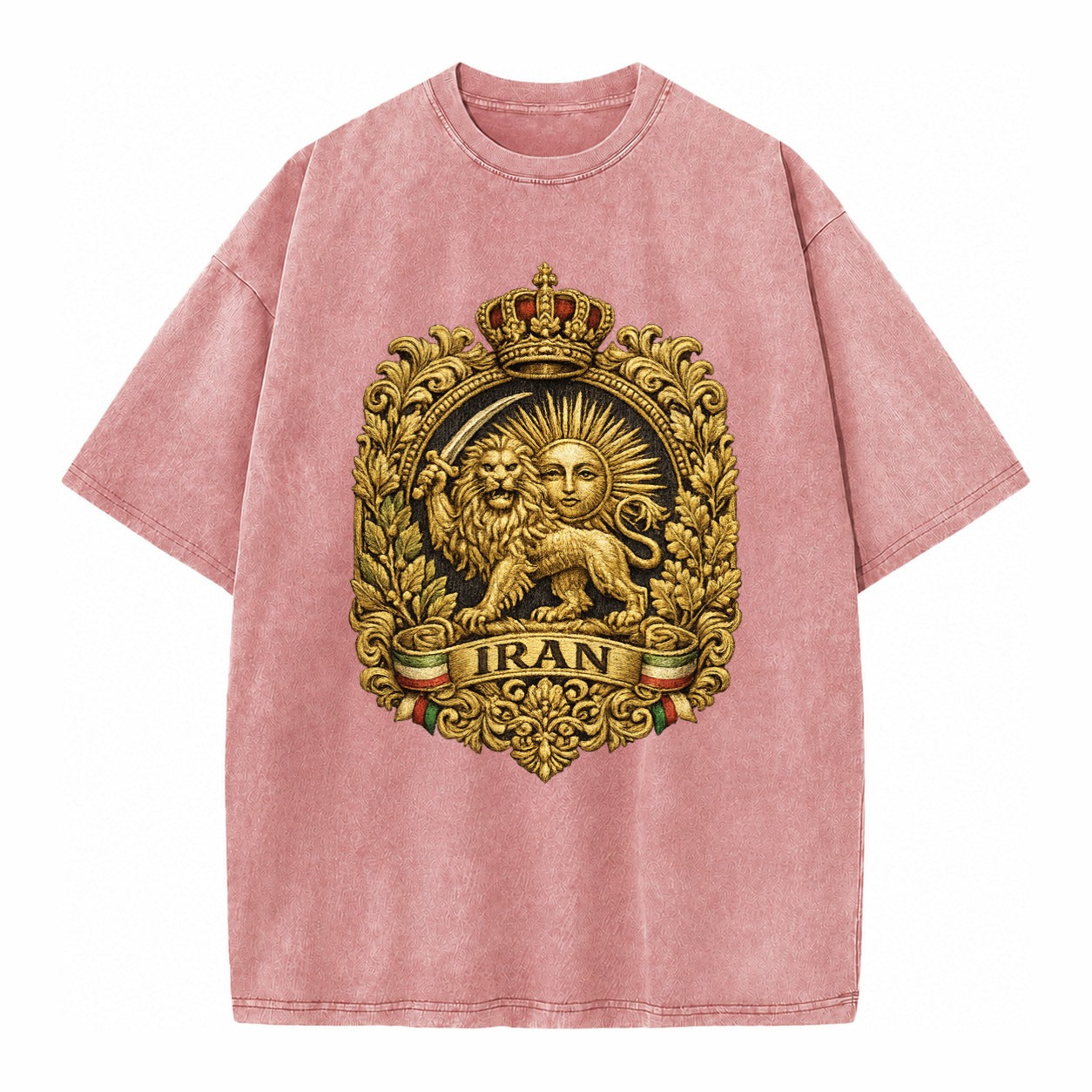 Iran Lion Sun Badge - Vintage T-shirt – Dusty Rose(Rose)