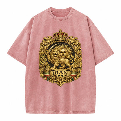 Iran Lion Sun Badge - Vintage T-shirt – Dusty Rose(Rose)
