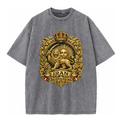 Iran Lion Sun Badge - Vintage T-shirt – Grey
