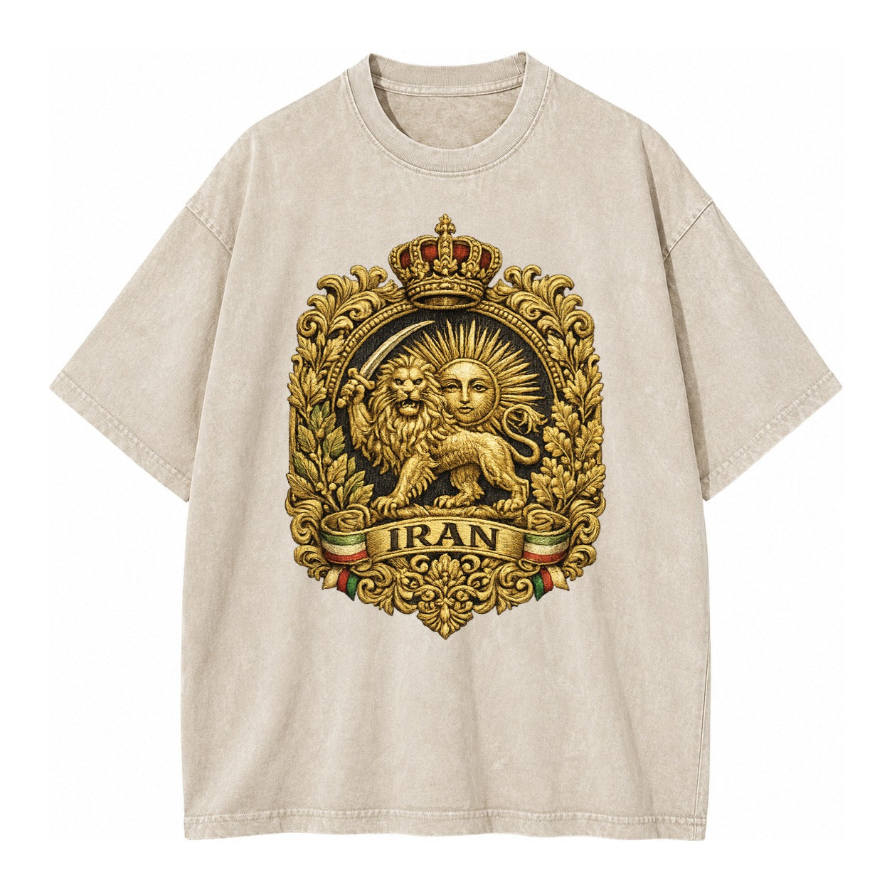 Iran Lion Sun Badge - Vintage T-shirt – Off White