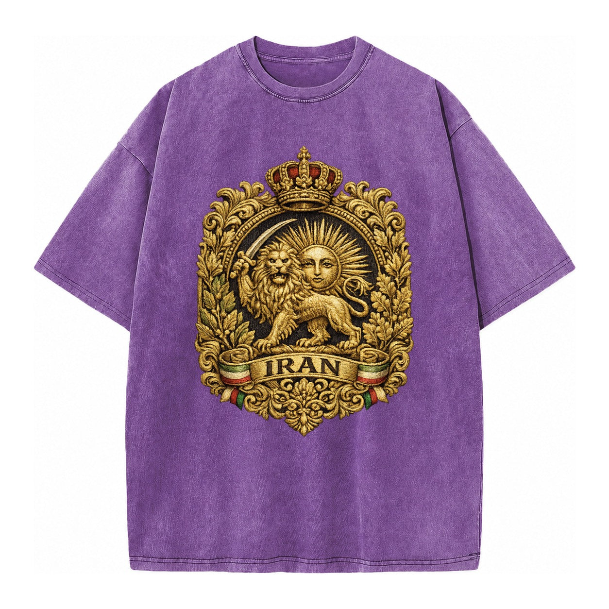Iran Lion Sun Badge - Vintage T-shirt – Purple