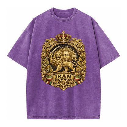 Iran Lion Sun Badge - Vintage T-shirt – Purple