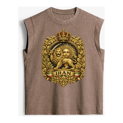 Iran Lion Sun Badge - Vintage Washed Tank – Brown