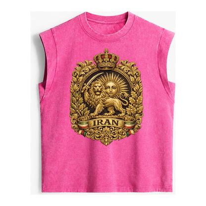 Iran Lion Sun Badge - Vintage Washed Tank – Pink