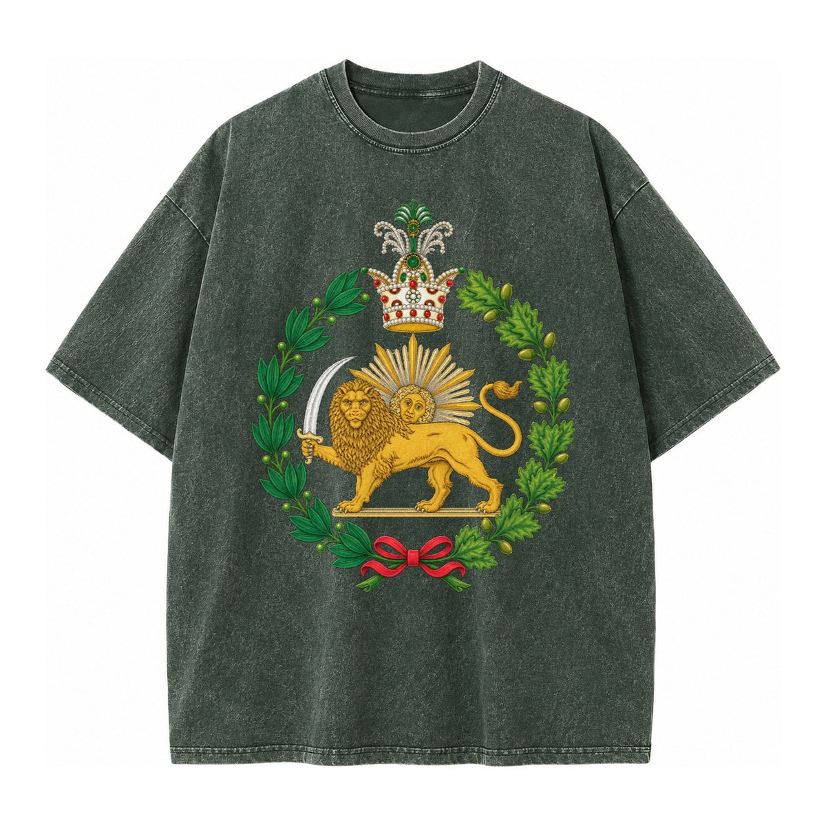Iran Lion - Vintage T-shirt – Forest Mist(Green)
