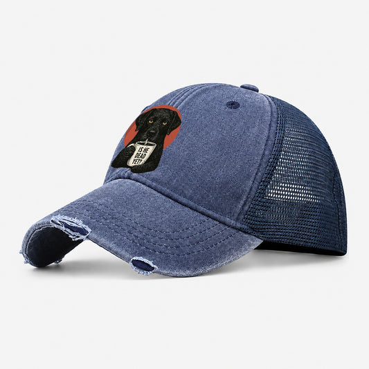 Is He Dead Yet Dog Washed Trucker Hat – Navy