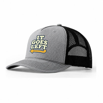 It Goes Left Rock Climbing Trucker Hat – Sport Grey Black