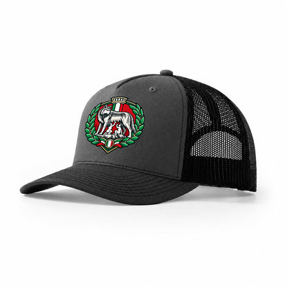 Italy Minimal Emblem Country Logos Trucker Hat – Dark Grey Black