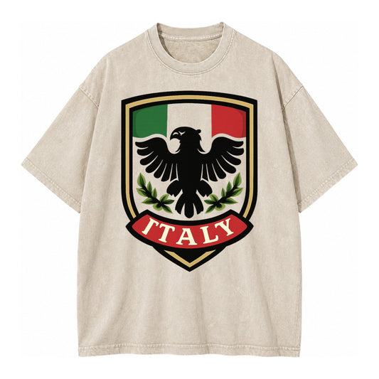 Italy Tricolor Logo Vintage T-shirt – Off White