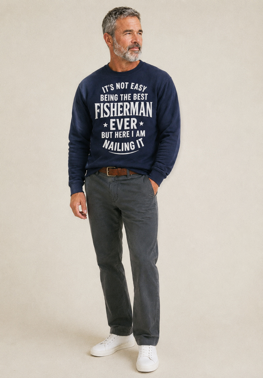 Its Not Easy Being The Best Fisherman Ever But Here I Am Nai Fleece Sweatshirt – studio model photo