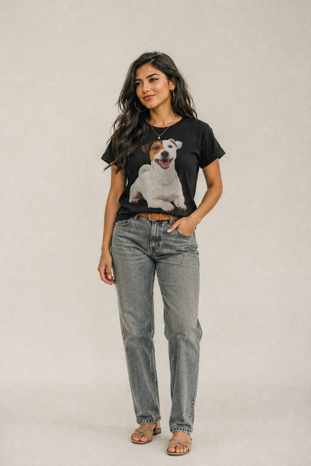 Jack Russell Terrier Dog Classic T-shirt – studio model photo