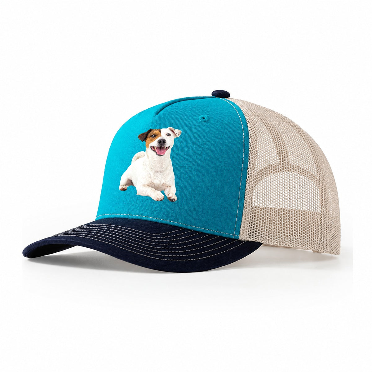 Jack Russell Terrier Dog Trucker Hat – Teal-Navy