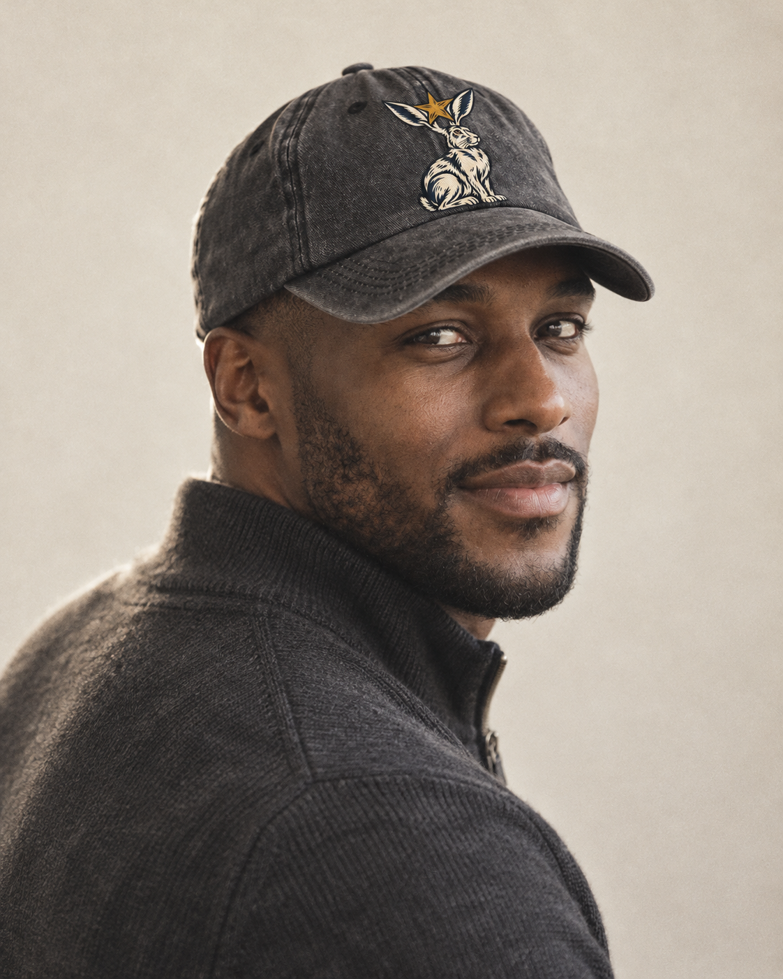 Model wearing the cap