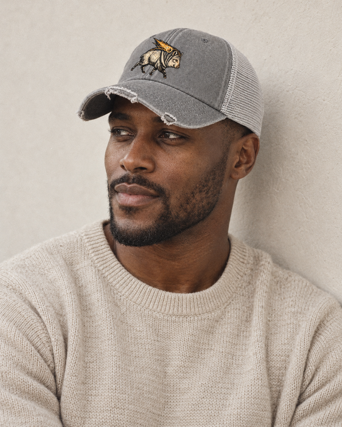 Model wearing the cap