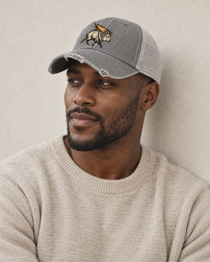 Model wearing the cap