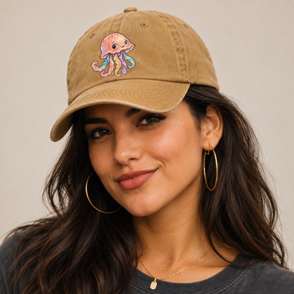 Jellyfish Bell Tilt Sea Sprite Classic Cap — studio model wearing the hat