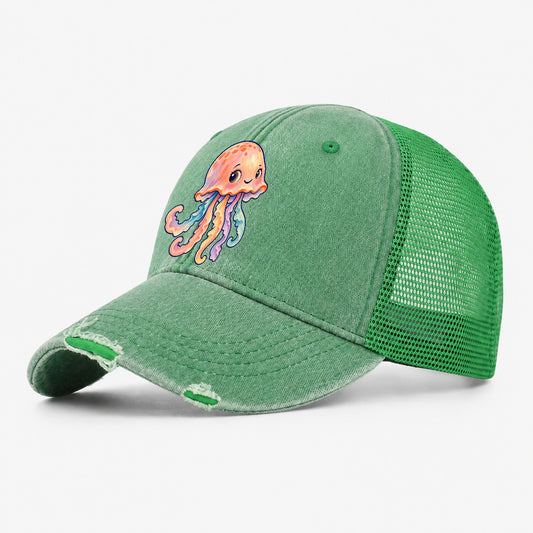 Jellyfish Bell Tilt Sea Sprite Washed Trucker Hat – Ink Green