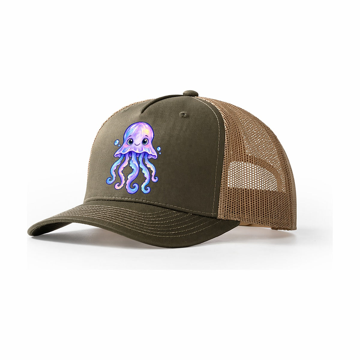 Jellyfish Front Glow Sea Sprite Trucker Hat – Olive Khaki