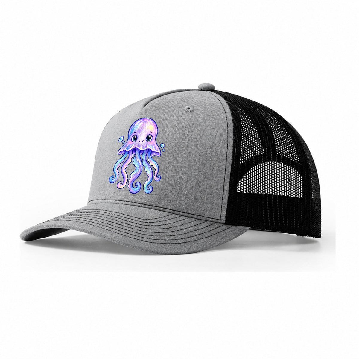 Jellyfish Front Glow Sea Sprite Trucker Hat – Sport Grey Black