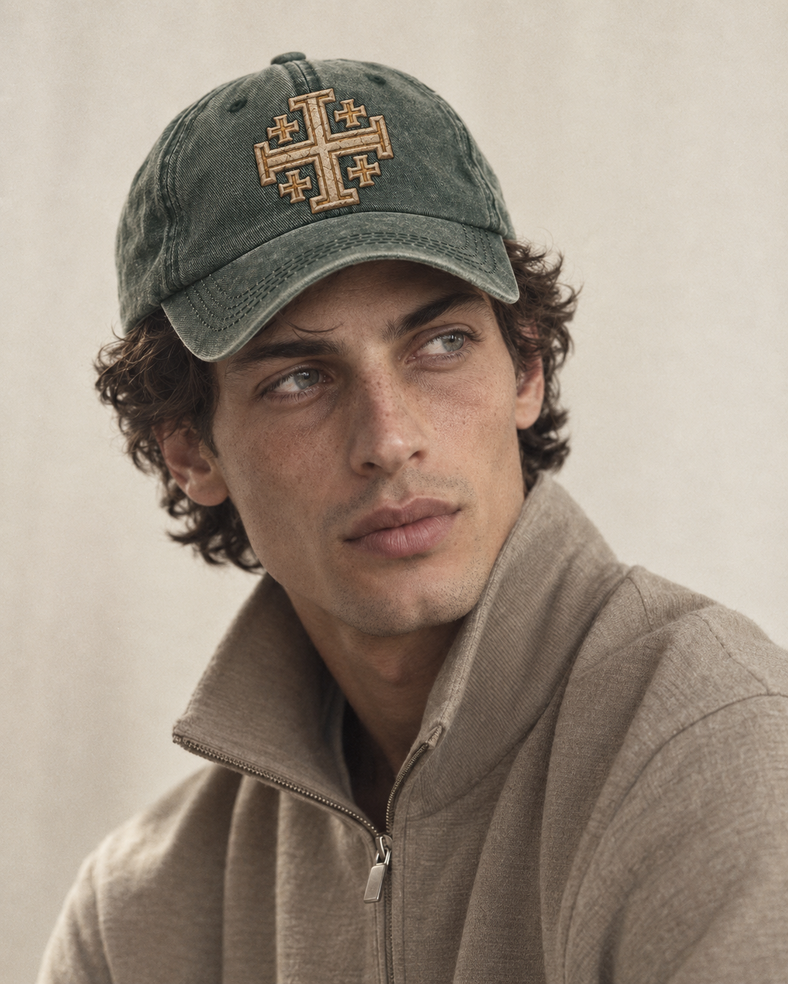 Model wearing the cap