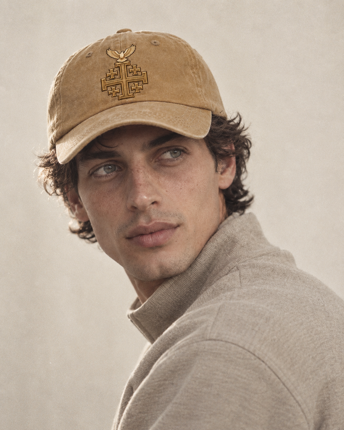 Model wearing the cap