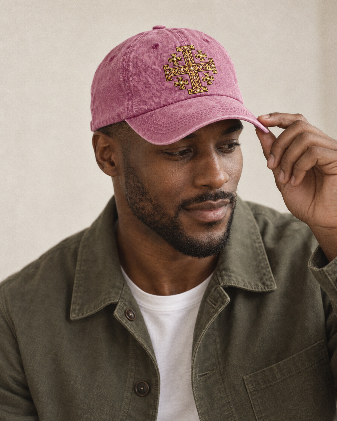 Model wearing the cap