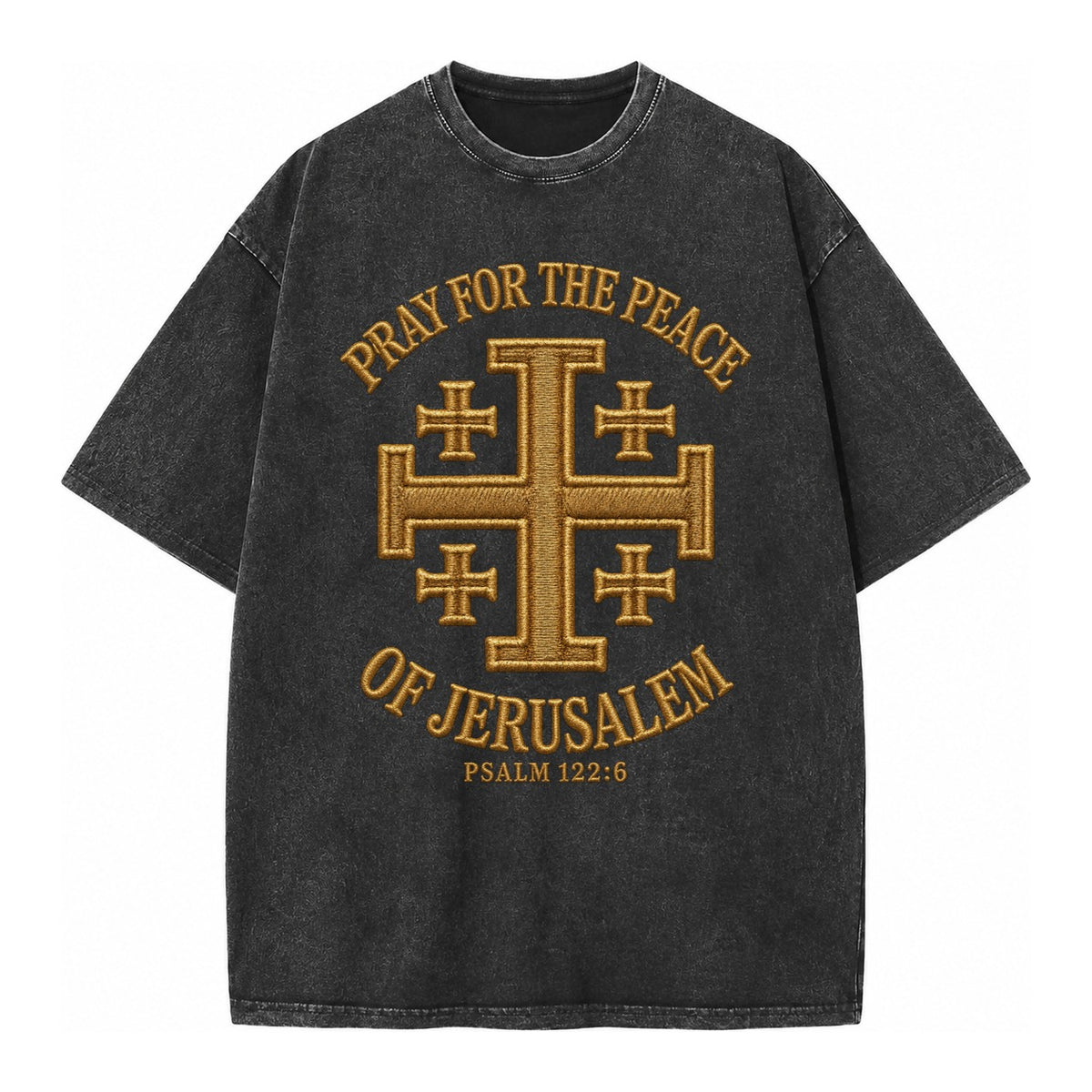 Jerusalem Cross  - Vintage T-shirt – Black
