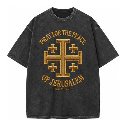 Jerusalem Cross  - Vintage T-shirt – Black