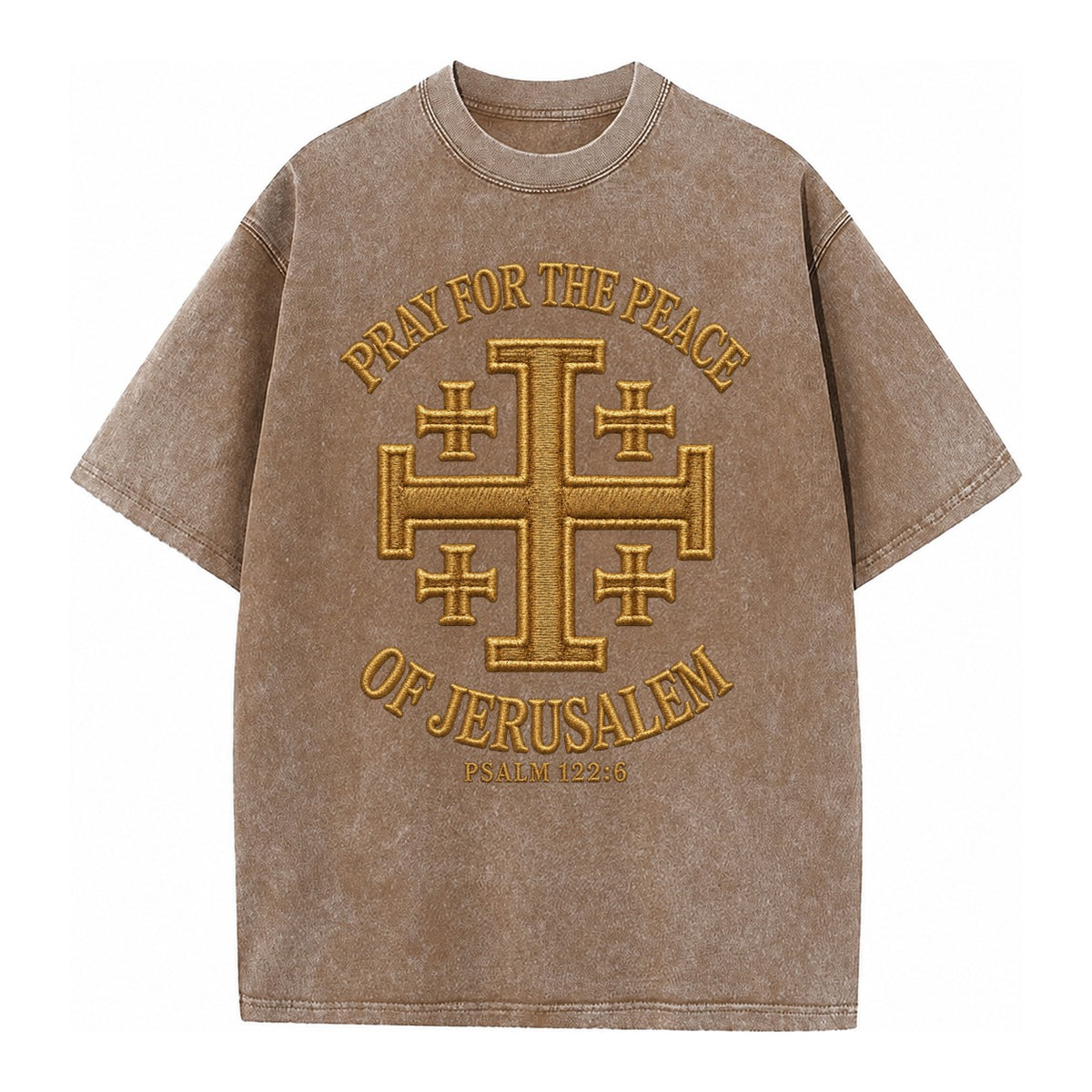 Jerusalem Cross  - Vintage T-shirt – Brown