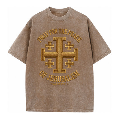 Jerusalem Cross  - Vintage T-shirt – Brown