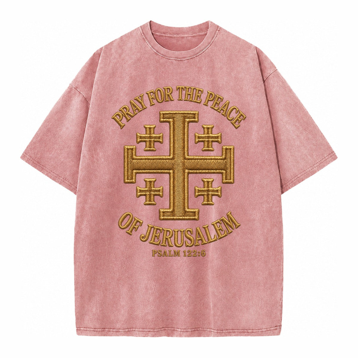 Jerusalem Cross  - Vintage T-shirt – Dusty Rose(Rose)