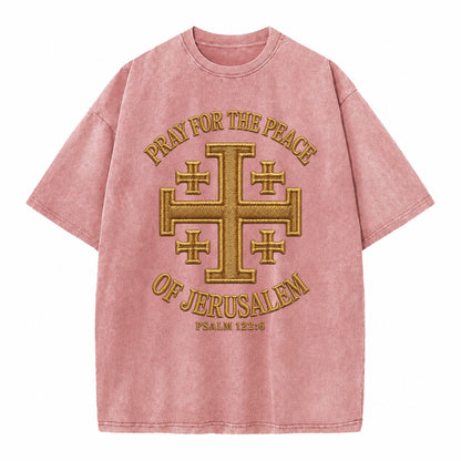 Jerusalem Cross  - Vintage T-shirt – Dusty Rose(Rose)