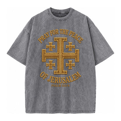Jerusalem Cross  - Vintage T-shirt – Grey