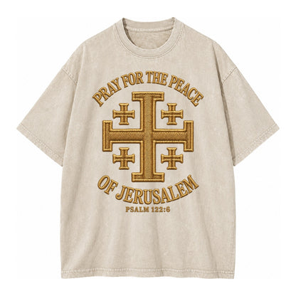 Jerusalem Cross  - Vintage T-shirt – Off White