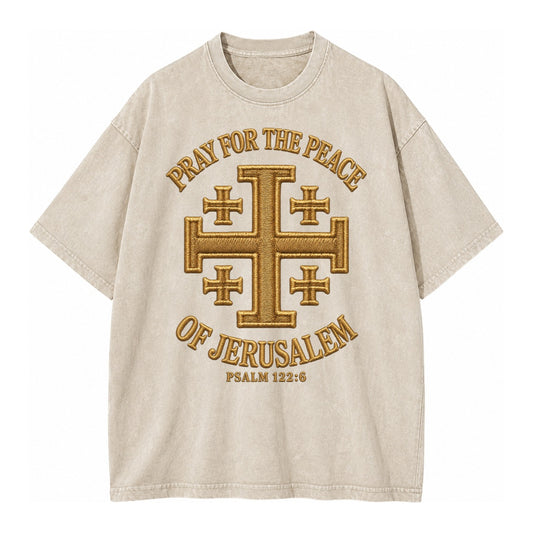 Jerusalem Cross  - Vintage T-shirt – Off White