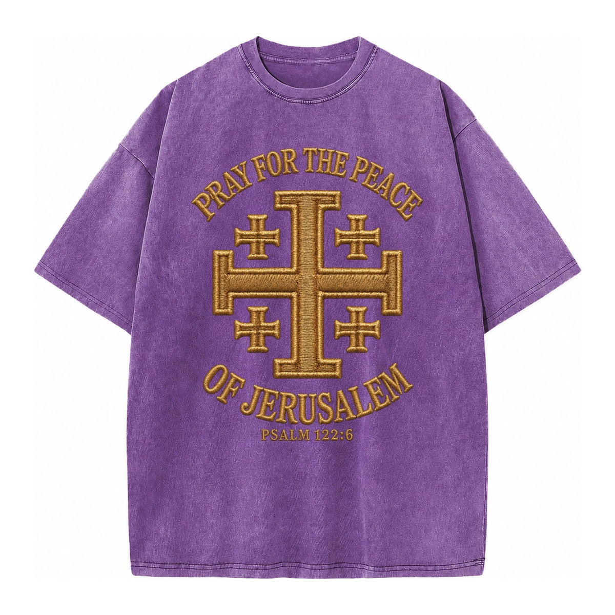 Jerusalem Cross  - Vintage T-shirt – Purple