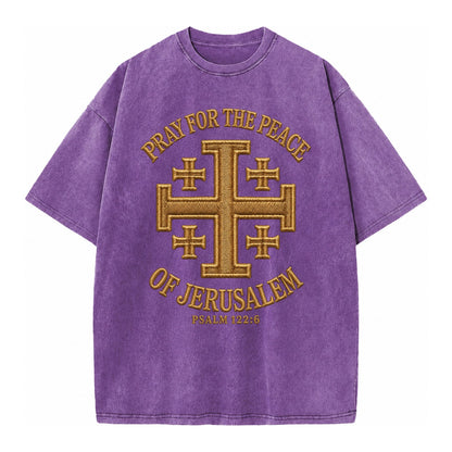 Jerusalem Cross  - Vintage T-shirt – Purple